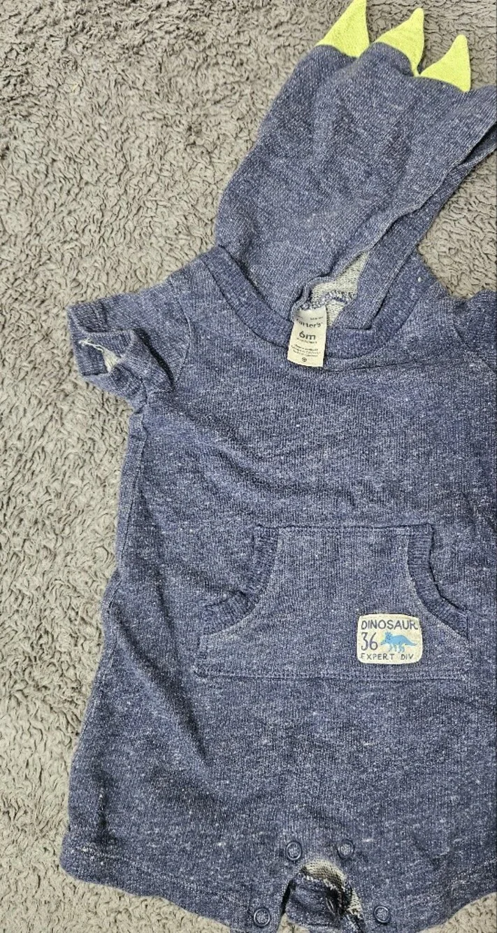 Carter Navy Denim Style Dino One Pieces Set Of Two